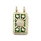 Brass Micro Pave Cubic Zirconia Pendants, with Enamel, Rectangle & Sun Charm, Long-Lasting Plated, Cadmium Free & Lead Free, Real 18K Gold Plated, 29x15.5x3.5mm, Hole: 3mm