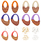 DIY Dangle Earring Making Kits, 10Pcs 5 Colors Resin & Walnut Wood Pendants, Two Tone, Oval, 24Pcs 2 Colors Brass Earring Hooks and 24Pcs 2 Colors Iron Jump Rings, Mixed Color