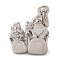 Brass Micro Pave Cubic Zirconia Pendants, Lettuce Charms, with Jump Ring, Long-Lasting Plated, Cadmium Free & Lead Free, Rack Plating, Platinum, 14.5x12x6mm, Hole: 3mm