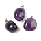 Natural Amethyst Pendants, Nuggets Charms with Stainless Steel Snap on Bails, Staniless Steel Color, 17~28x12~22x9~16mm, Hole: 6x3mm