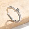 S925 Sterling Silver Adjustable Letter Rings for Women, with Micro Pave Cubic Zirconia, Letter P, 2mm,US Size 5 1/2(16.1mm), Letter: 5x4mm