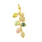 Real 18K Gold Plated Brass Micro Pave Cubic Zirconia Pendants, with Enamel and Jump Rings, Leaf, Colorful, 36.5x14.5x2.5mm