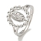 Oval with Saint Rack Plating Brass Adjustable Ring Components, Rhinestone Settings, Long-Lasting Plated, Lead Free & Cadmium Free, Platinum, Fit For 1.2mm Rhinestones, Inner Diameter: 16mm