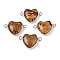 Natural Picasso Jasper Love Heart Pendants, Brass Heart Charms, Platinum, 15.5x23x6mm, Hole: 1.8~2mm