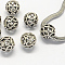 Alloy European Beads, Large Hole Beads, Rondelle, Hollow, Antique Silver, 11x9.5mm, Hole: 5mm