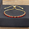 Brass Micro Pave Cubic Zirconia Slider Bracelets, Rectangle Link Chain Bracelets for Women, Real 18K Gold Plated, Red, 7-7/8 inch(20cm)