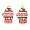 Winter Theme Alloy Printed Pendants, Cadmium Free & Nickel Free & Lead Free, Gloves, Indian Red, 19.5x11.5x2.5mm, Hole: 1.8mm