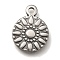 304 Stainless Steel Pendants, Flat Round with Sun Charm, Stainless Steel Color, 16x12x2mm, Hole: 1.8mm