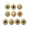 304 Stainless Steel Pendants, Flat Round, with Natural Mixed Gemstone, Real 18K Gold Plated, Ion Plating(IP), 18x16x3.5mm, Hole: 1.2mm