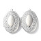 Rack Plating Brass Locket Pendants, Long-Lasting Plated, Oval, Platinum, 42x27x9.5mm, Hole: 2mm