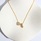 Heart Initial Brass Micro Pave Clear Cubic Zirconia Pendant Necklaces, Golden, Letter I, 16.14 inch(41cm)