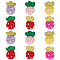 12Pcs 6 Colors Hand Crochet Wool Ornament Accessories, with Imitation Pearl, 3D Strawberry, Mixed Color, 38x27.5x21mm, 2pcs/color