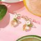 Alloy & Transparent Glass & Lampwork Stud Earrings, with Resin Flower Charms, Lemon, Gold, 25x13mm