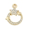 Rack Plating Alloy Micro Pave Rhinestone Pendants, Star, Golden, 19.5x15x2mm, Hole: 1.8mm