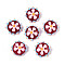 Handmade Lampwork Beads, Bumpy Flat Round with Flower, Brown, 18.5~20x10~11mm, Hole: 1mm