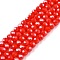 Electroplate Glass Beads Strands, Pearl Luster Plated, Faceted, Rondelle, Red, 4x3mm, Hole: 0.8~1mm, about 105~110pcs/strand, 38~39cm