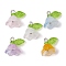 50Pcs 5 Colors Glass Flower of Life Charms, with Brass Loops, Mixed Color, Platinum, 13x14.5x11mm, Hole: 2.2mm, 10Pcs/color, 50Pcs/set