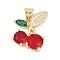 Brass Micro Pave Cubic Zirconia Pendants, Cherry Charms, Real 18K Gold Plated, 19x14.5x5mm, Hole: 3.5x3mm