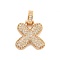 Brass Micro Pave Clear Cubic Zirconia Pendants, Real 18K Gold Plated, Letter X, 31x22x5mm, Hole: 3x6mm