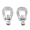 Brass with Clear Cubic Zirconia Fold Over Clasps, Arch Shape, Platinum, 25mm, Hole: 1mm
