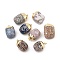 Transparent Epoxy Resin Pendants, with Shell Slices & Golden Brass Findings, Rectangle, Mixed Color, 25~32x16~23x15~19mm, Hole: 5mm