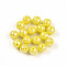 Electroplate Pearlized Glass Pearl Beads, Iridescent, Round, Yellow, 8x7.5mm, Hole: 1.4~1.5mm, about 692pcs/Pound