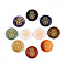 Natural Mixed Stone Cabochons, Flat Round with Golden Metal Enlaced Hamsa Hand, 24.5~25.5x5~7.5mm