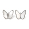 Brass Micro Pave Cubic Zirconia Shank Buttons, with Shell, Butterfly, Platinum, 13x15x6mm, Hole: 1mm