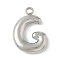 304 Stainless Steel Initial Pendants, Ion Plating(IP), Stainless Steel Color, Letter G, 16~18x6~18x3mm, Hole: 1.8mm