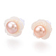Boucles d'oreilles à tige en perles naturelles et coquillages blancs PEAR-N020-05J-2