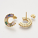 Brass Cubic Zirconia Stud Earrings EJEW-S201-151-2