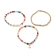 3 set di bracciali elastici con perline in agata naturale e perle BJEW-JB08089-01-4