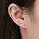 Boucles d'oreilles à tige en argent sterling plaqué rhodium avec cœur infini et zircone cubique pour femme EJEW-P231-39P-2