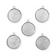 Supports de pendentif de cabochon rond plat d'argent antique de style tibétain X-TIBEP-M022-45AS-1