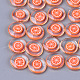 エポキシ樹脂カボション  中のポリマー粘土と真鍮のパーツ  オレンジ色の模様でフラットラウンド  ライトゴールド  ライトサーモン  18x5mm X-RESI-S360-07A-1