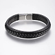Braided Leather Cord Bracelets BJEW-H561-01A-1