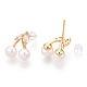 Boucles d'oreilles en perles naturelles avec zircons cubiques PEAR-N020-05G-1