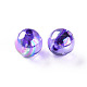 透明なアクリルビーズ  ABカラーメッキ  ラウンド  青紫色  12x11mm  穴：2.5mm  約566個/500g MACR-S370-B12mm-748-2