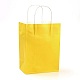 純色クラフト紙袋  ギフトバッグ  ショッピングバッグ  紙ひもハンドル付き  長方形  ゴールド  27x21x11cm AJEW-G020-C-13-1