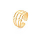 Placcatura ionica (ip) 304 anello per polsino aperto a 4 linee in acciaio inossidabile per donna RJEW-S405-158G-3