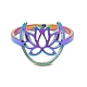 Placcatura ionica (ip) 304 anello regolabile in loto cavo in acciaio inossidabile da donna RJEW-M149-30RC-1