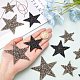 Pandahall 20 pz 4 taglie star crystal glitter strass adesivi ferro su adesivi bling star patch per abito decorazione domestica (nero DIY-PH0013-12-3