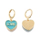 Подвесные серьги с эмалью в форме сердца и надписью love EJEW-N012-108F-1