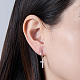 Boucles d'oreilles créoles pendantes en argent sterling plaqué rhodium avec micro pavé de zircones cubiques BH8612-2-2