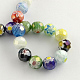Faceted Round Handmade Millefiori Glass Beads Strands LK-R004-90-1