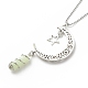 Natural New Jade Bullet with Alloy Moon and Star Pendant Necklace NJEW-JN03912-07-5