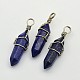 Faceted Bullet Platinum Plated Brass Gemstone Double Terminated Pointed Pendants G-J265-07-1