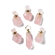 Pendentifs de bouteille de parfum en quartz rose naturel G-A026-10-1