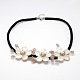 Flower Mother of Pearl Bib Statement Necklaces NJEW-N0014-22-A-2