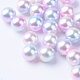 Cuentas de perlas de imitación acrílica arcoiris OACR-R065-3mm-A01-1
